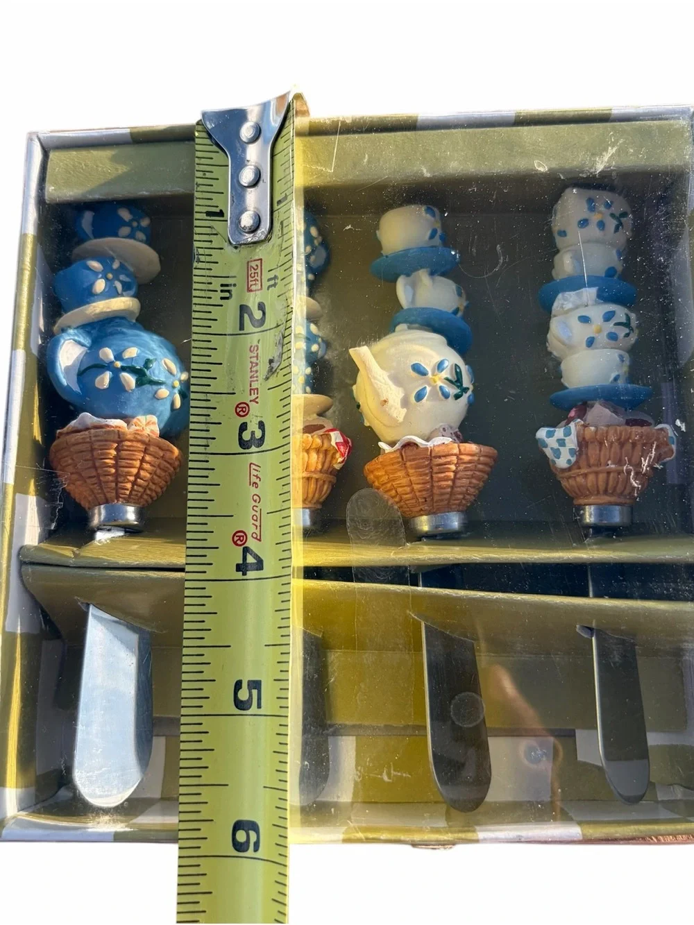TEA PARTY WHIMSICAL CHEESE SPREADER KNIFE SET OF 4